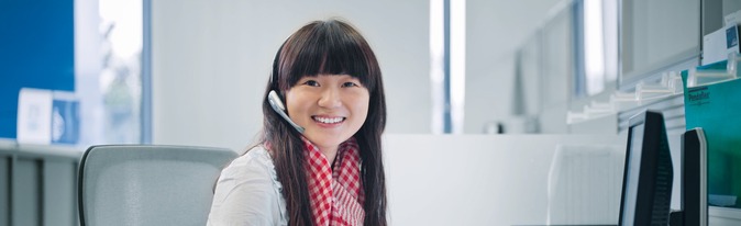 customer service centre agent on telephone